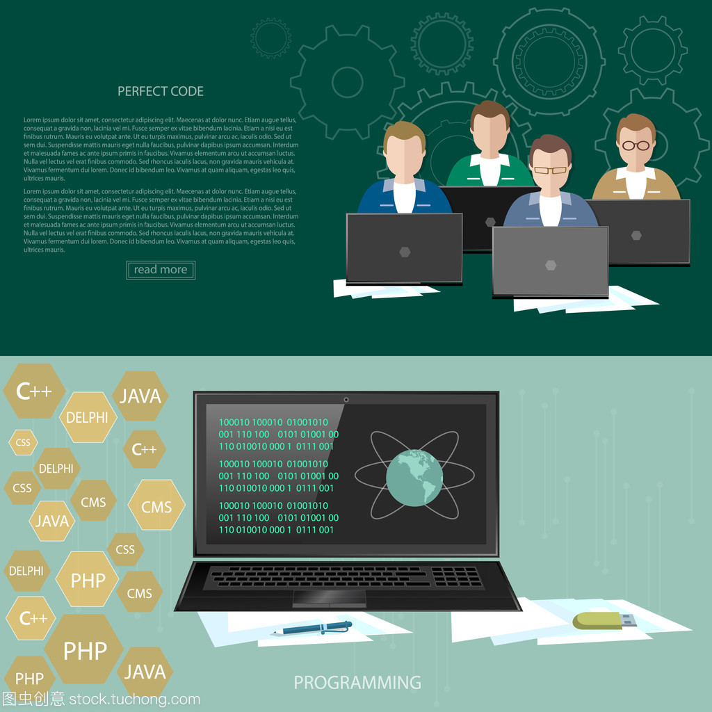 編程概念開發人員培訓過程中編碼的橫幅